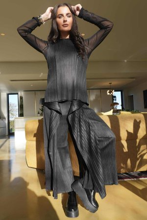 Presley Pleats Top & Pant Set Black